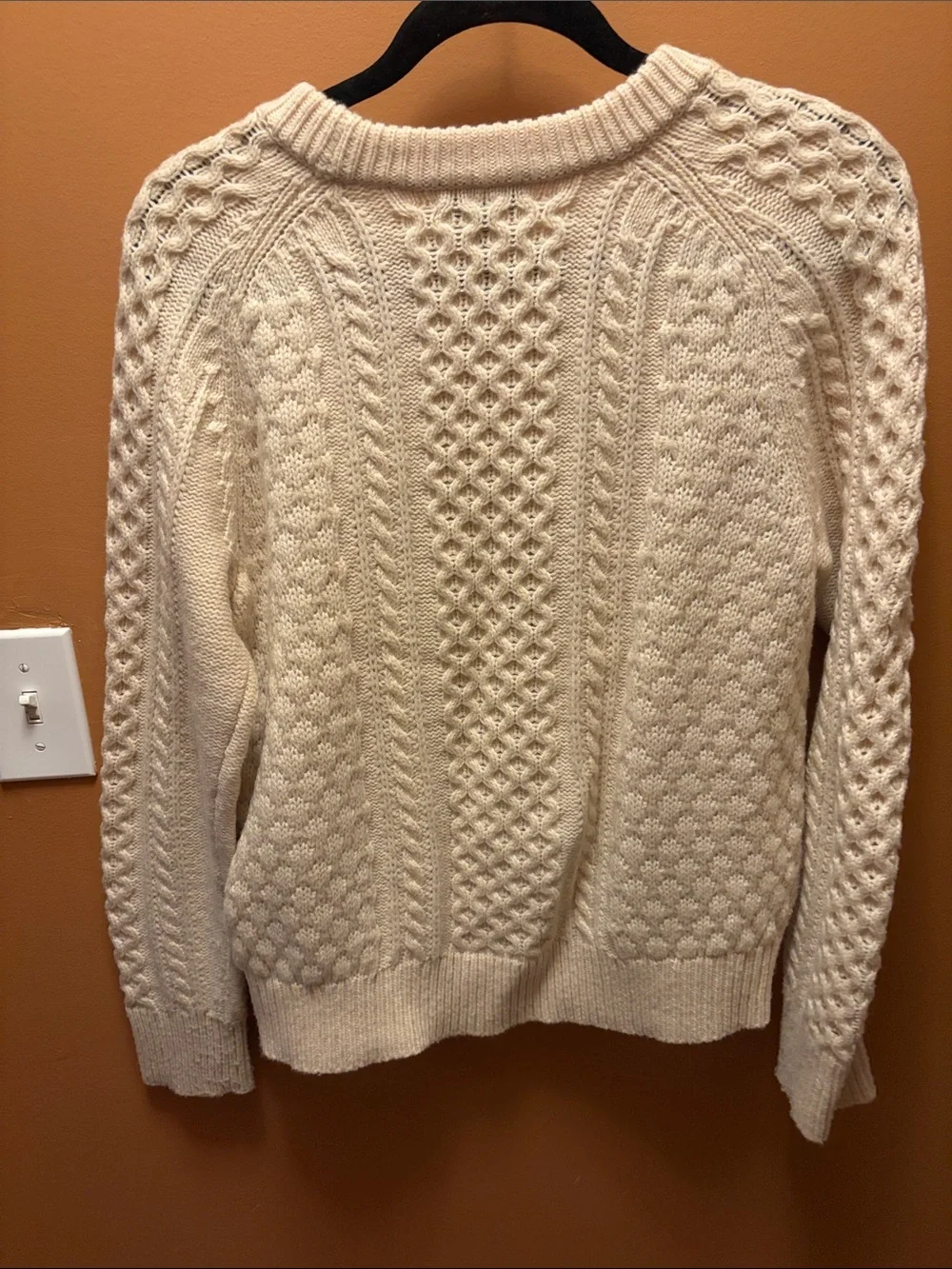 J. Crew Ivory Cable Bobble Crewneck Sweater